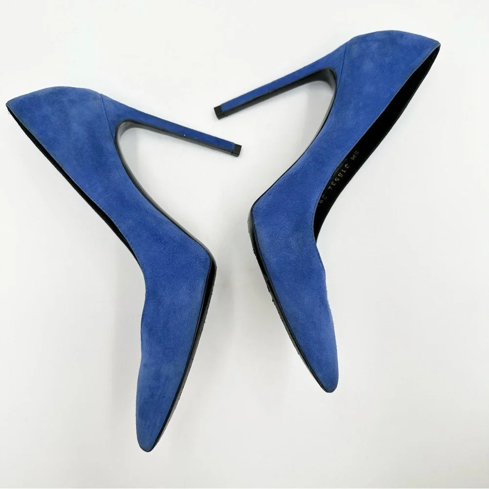 Saint Laurent Paris Pump 105 Blue Suede - Picture 6 of 11